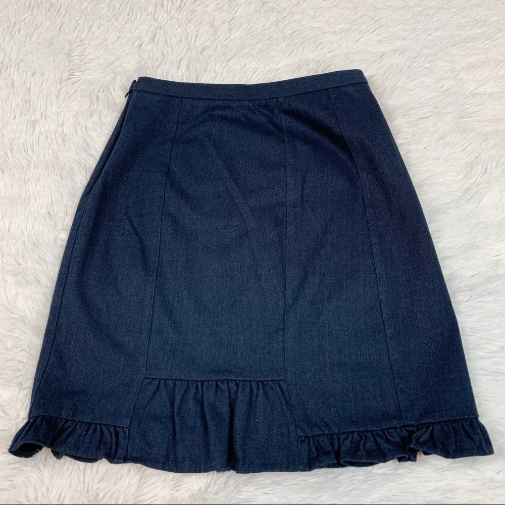 Diane Von Ferstenberg‎ ruffle embellishment denim mini skirt embroidered logo